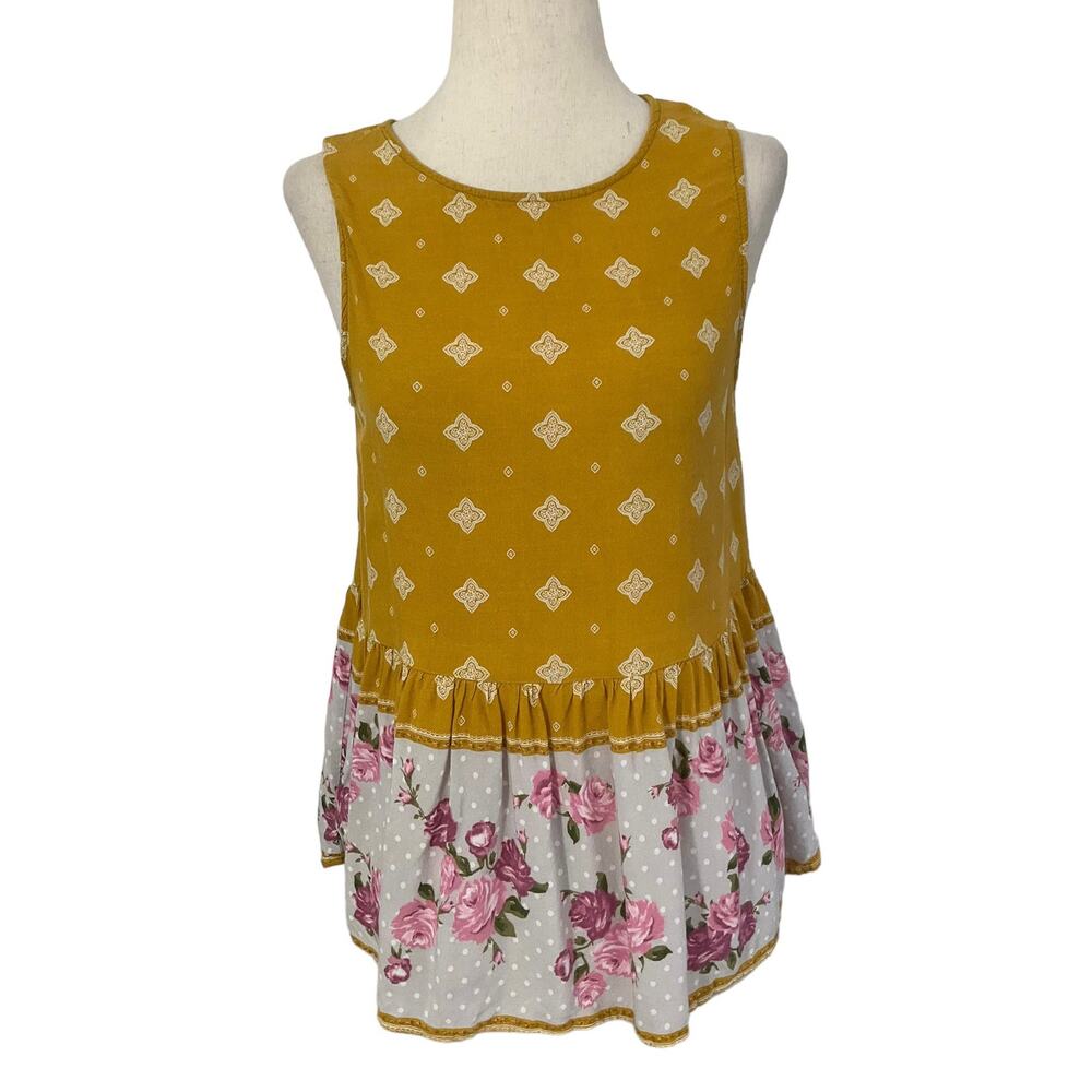 Altar'd State Yellow Bohemian Crop Top Women's Size Medium | 47-44